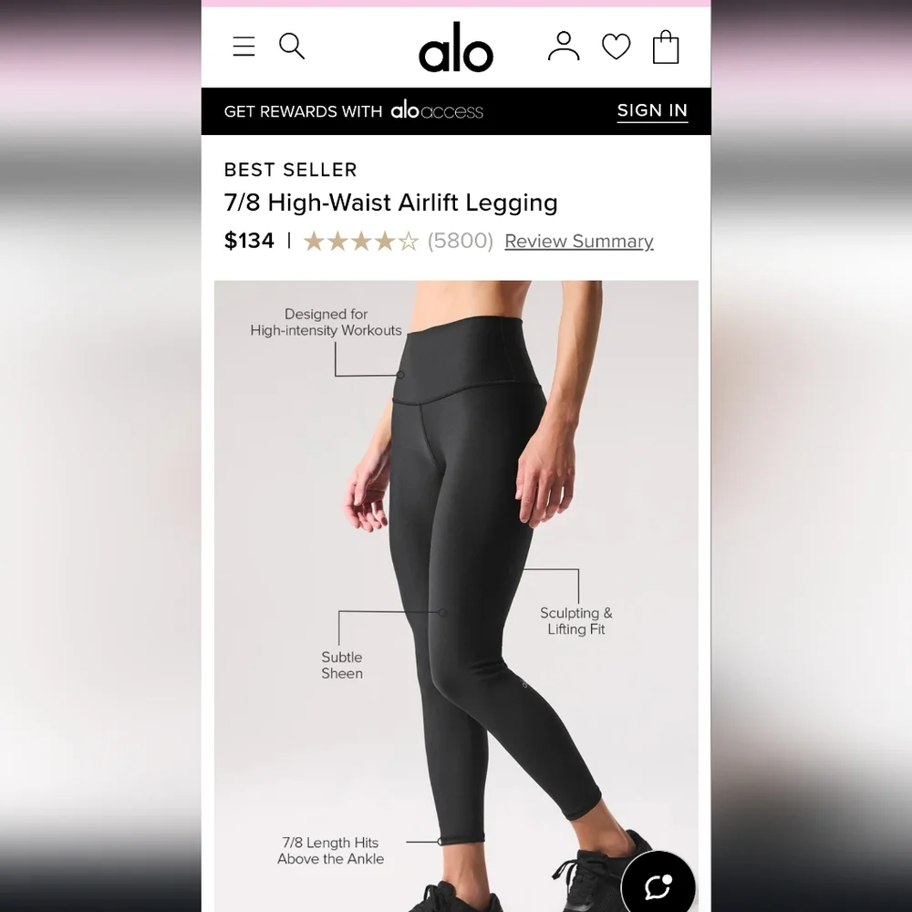 ALO 7/8 High Waist Airlift Leggings Waist Snatching Brand New - Picture 2 of 7